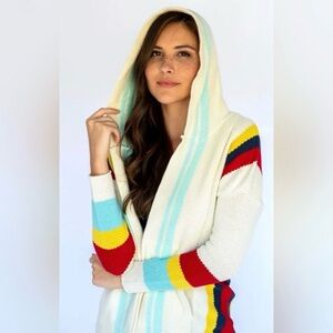 evy's tree Multicolor Striped Hooded Cardigan